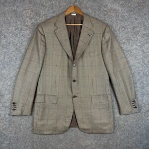 Kiton Blazer Mens IT 54 US 44 100% Cashmere Glen Plaid Made In Italy Brown